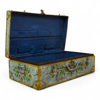 Vintage Indian Hand Painted Metal Travel Trunk Chest