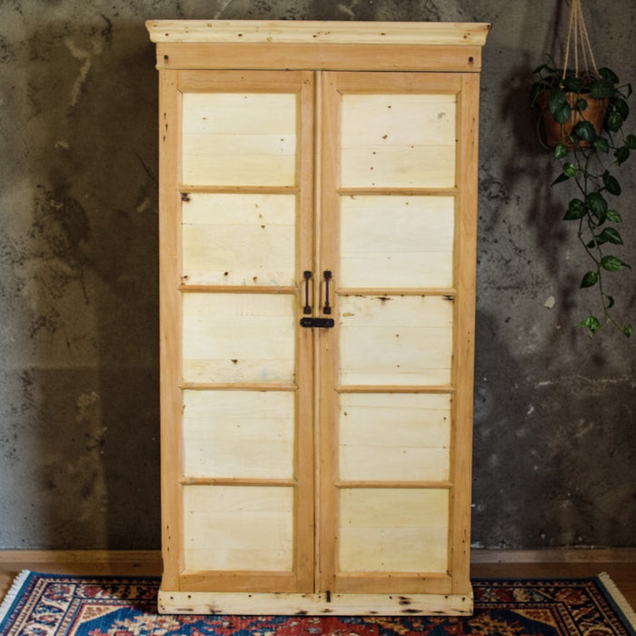 Vintage Rustic Bleached Wood Cupboard Cabinet