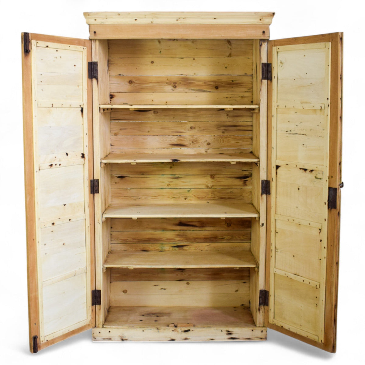 Vintage Rustic Bleached Wood Cupboard Cabinet