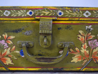 Vintage Indian Hand Painted Metal Travel Trunk Chest