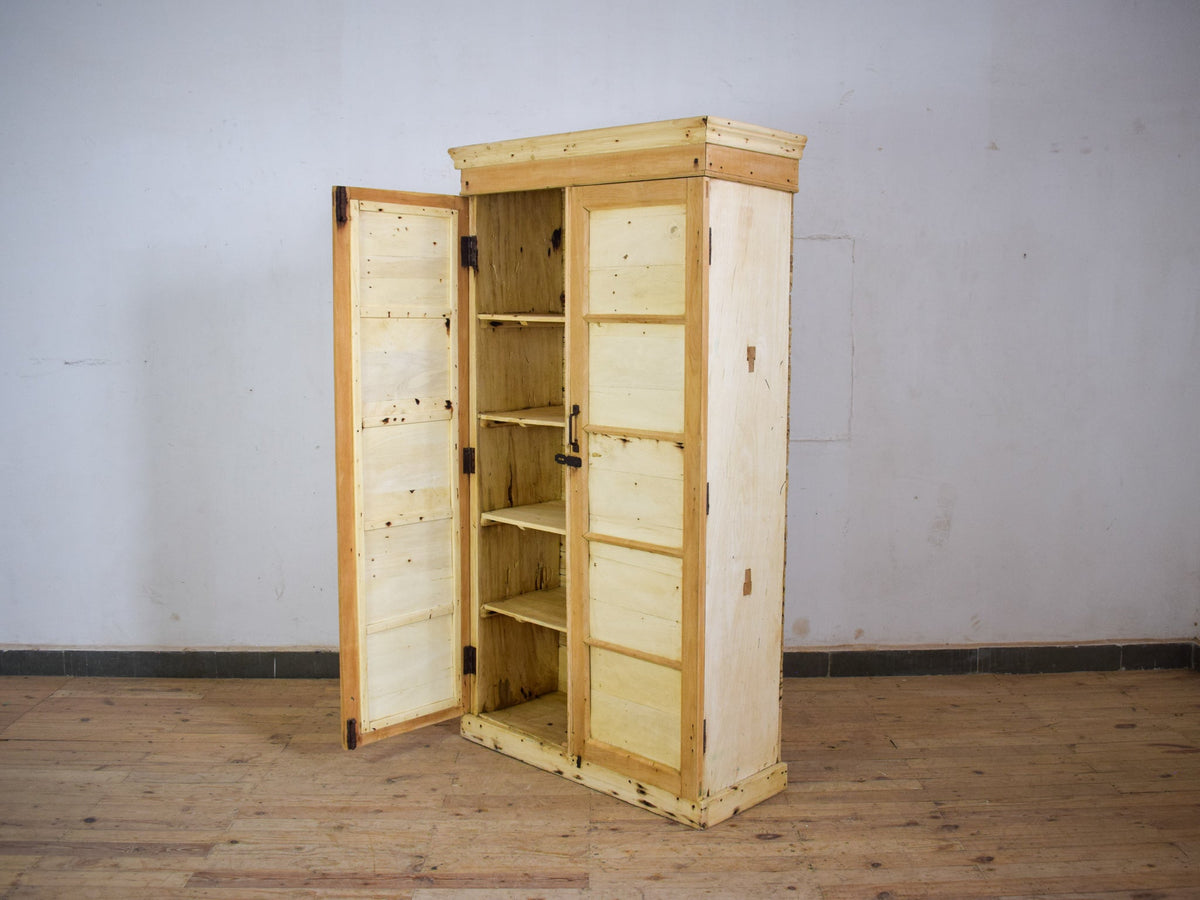 Vintage Rustic Bleached Wood Cupboard Cabinet