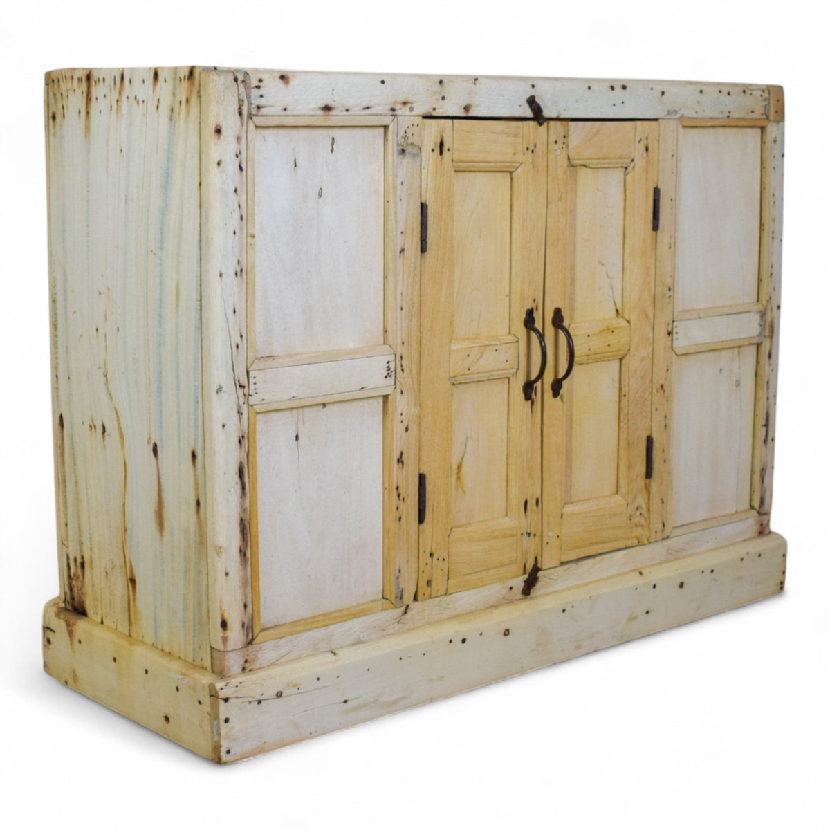 Vintage Rustic Bleached Wood Cupboard Cabinet Storage