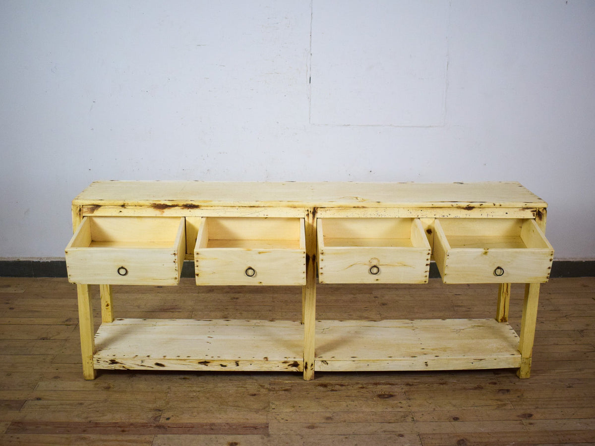Vintage Solid Wood Rustic Sideboard Cupboard Drawers