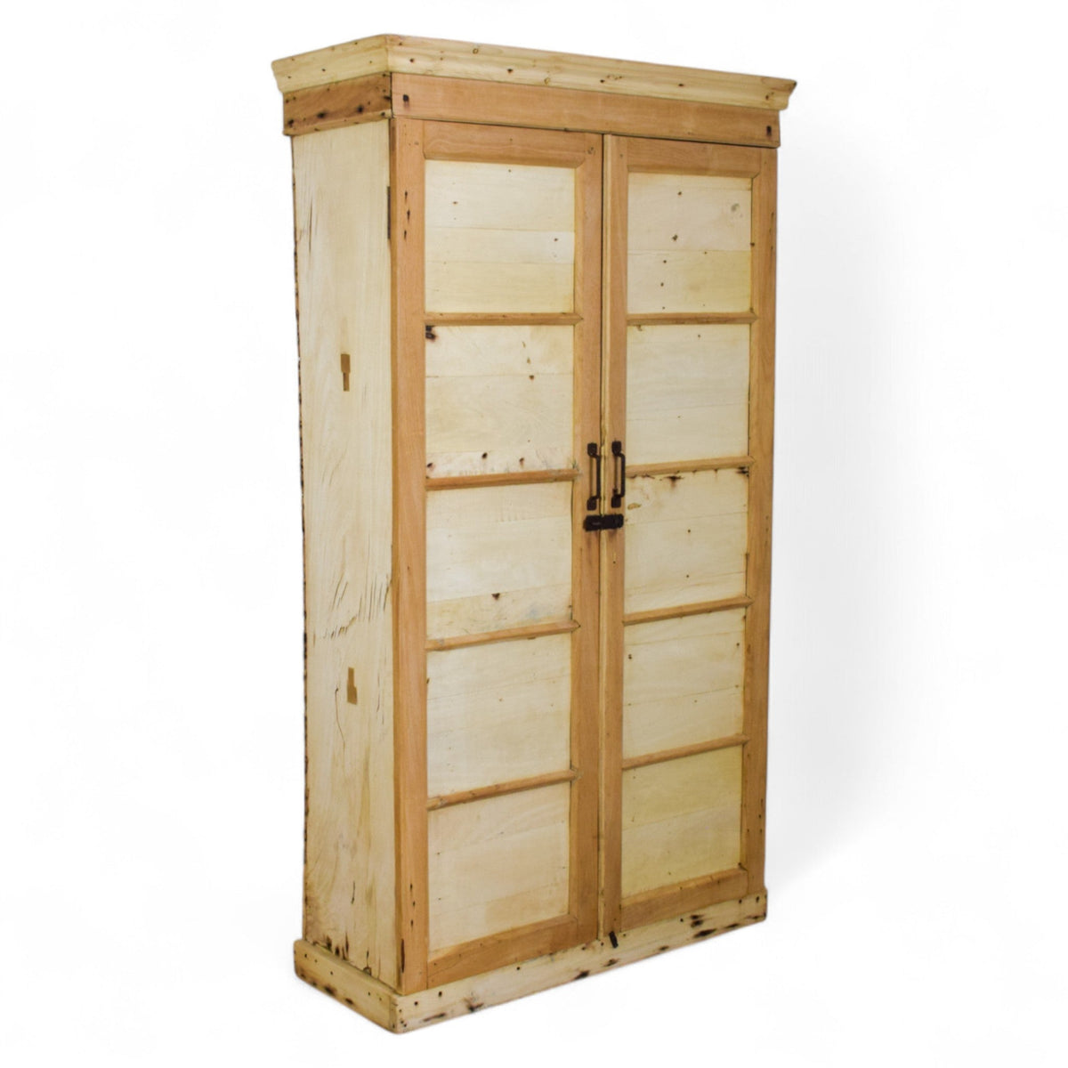 Vintage Rustic Bleached Wood Cupboard Cabinet