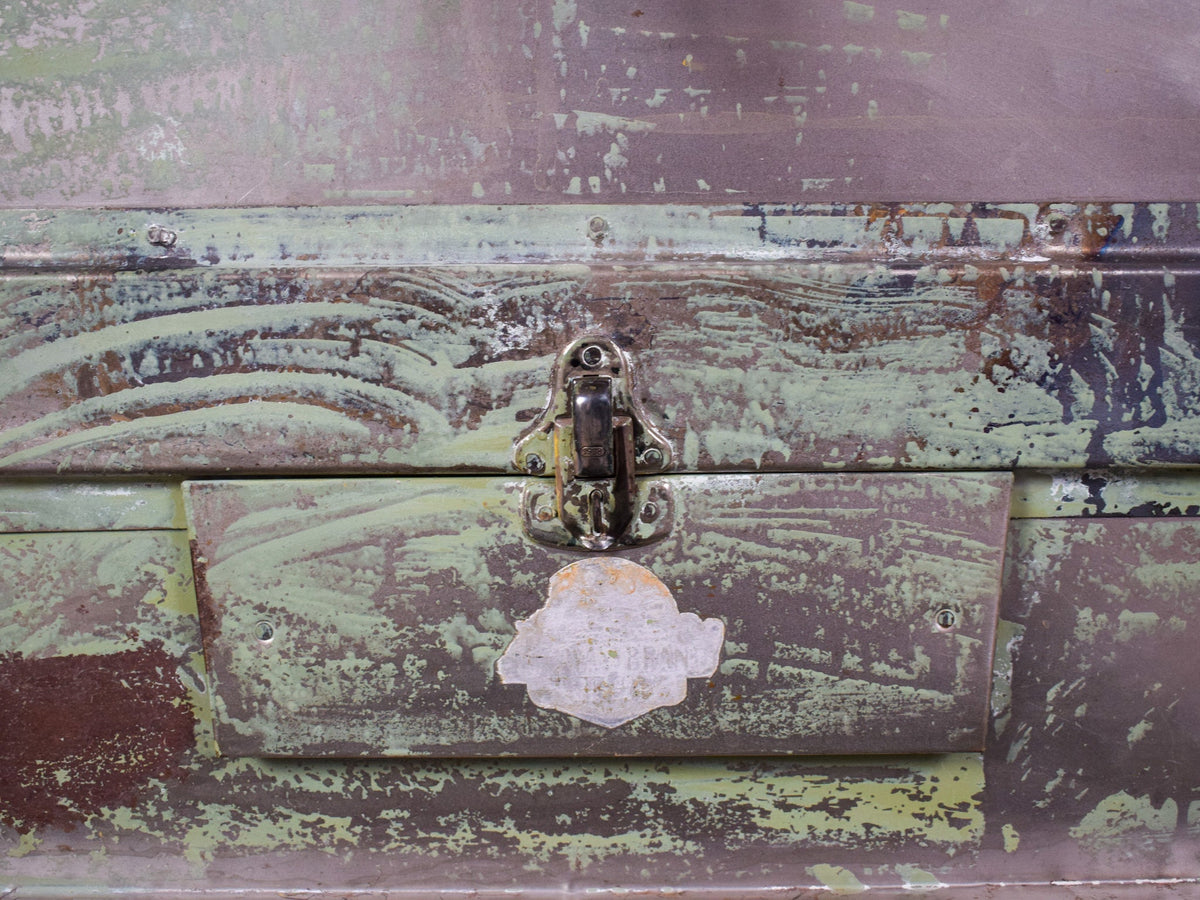 Vintage Indian Hand Painted Metal Travel Trunk Chest