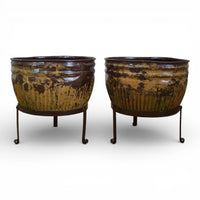 Pair of Vintage Dolly Tub Planets on Iron Stands