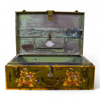 Vintage Indian Hand Painted Metal Travel Trunk Chest