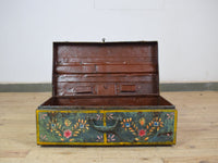 Vintage Indian Hand Painted Metal Travel Trunk Chest