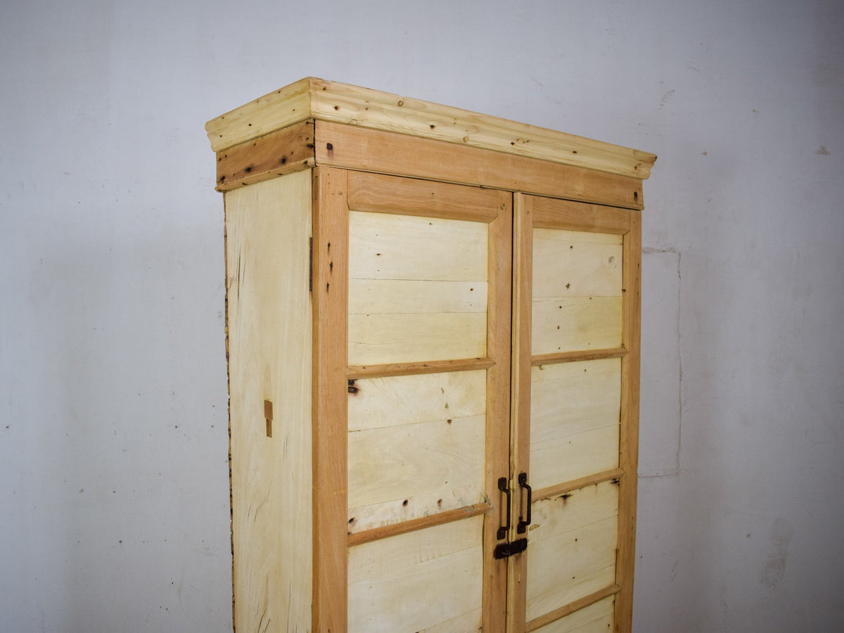 Vintage Rustic Bleached Wood Cupboard Cabinet