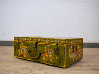 Vintage Indian Hand Painted Metal Travel Trunk Chest