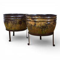 Pair of Vintage Dolly Tub Planets on Iron Stands
