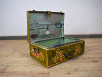 Vintage Indian Hand Painted Metal Travel Trunk Chest