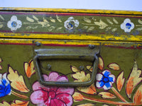 Vintage Indian Hand Painted Metal Travel Trunk Chest