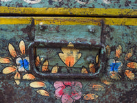 Vintage Indian Hand Painted Metal Travel Trunk Chest