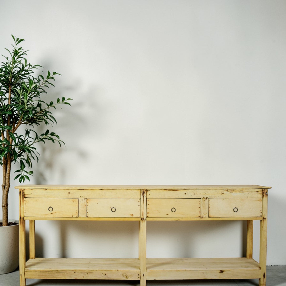 Vintage Solid Wood Rustic Sideboard Cupboard Drawers