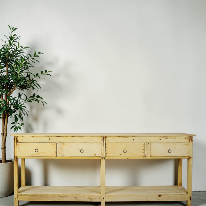 Vintage Solid Wood Rustic Sideboard Cupboard Drawers