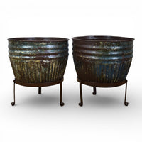 Pair of Vintage Dolly Tub Planets on Iron Stands
