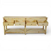 Vintage Solid Wood Rustic Sideboard Cupboard Drawers