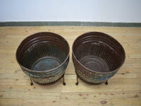 Pair of Vintage Dolly Tub Planets on Iron Stands