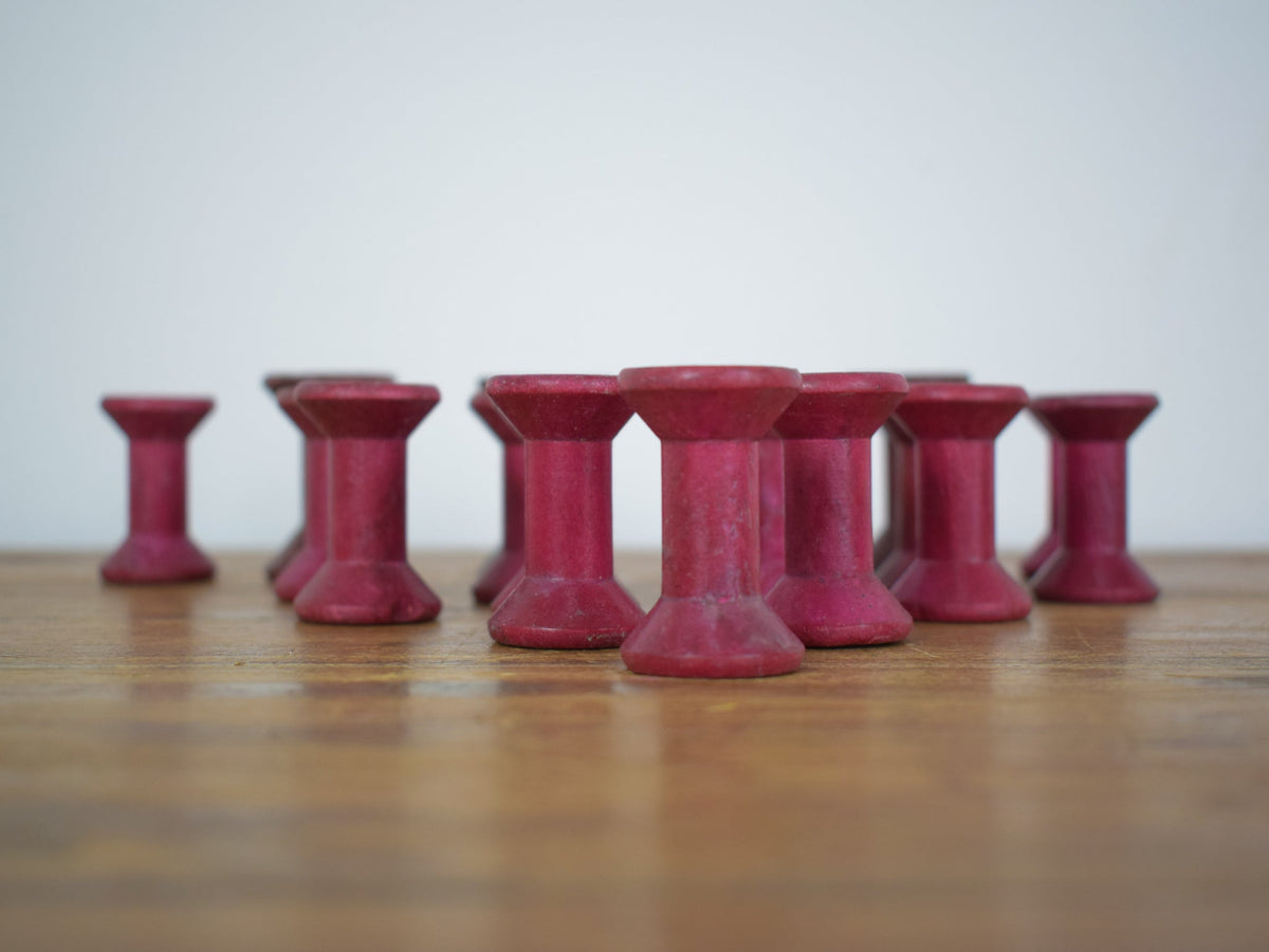 10 x Small Vintage Wooden Bobbin Reels Sewing Display