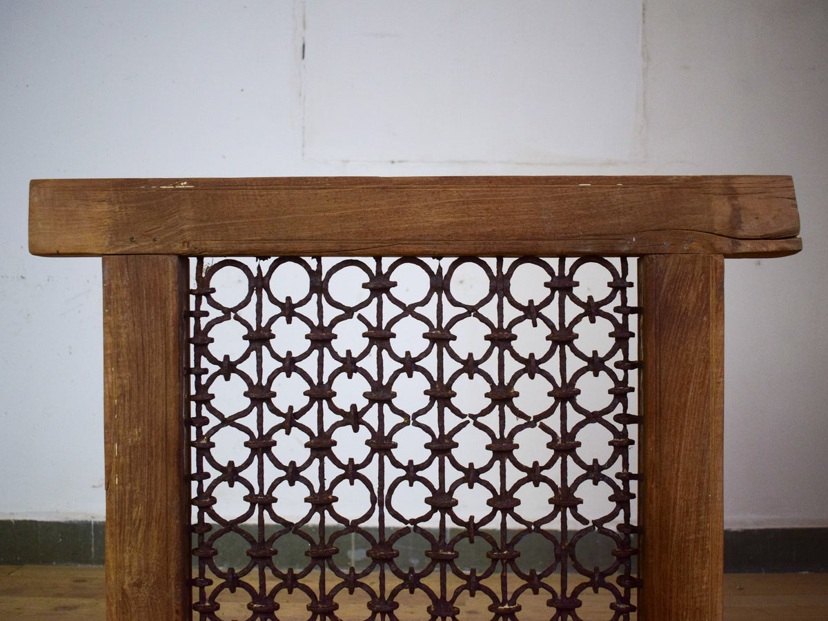Vintage Wooden Iron Metal Indian Jali Window Frame