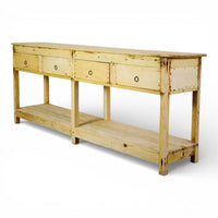 Vintage Solid Wood Rustic Sideboard Cupboard Drawers
