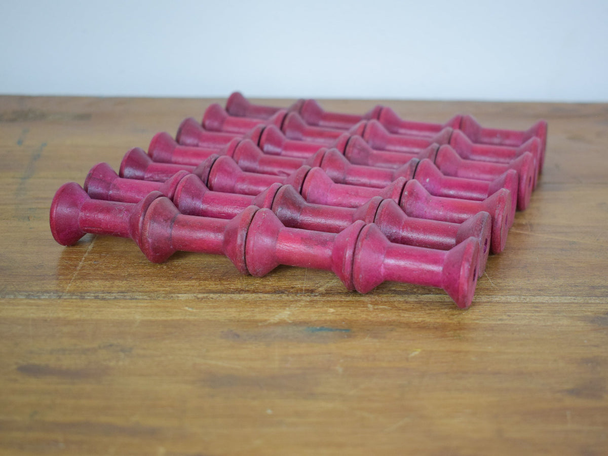 10 x Small Vintage Wooden Bobbin Reels Sewing Display