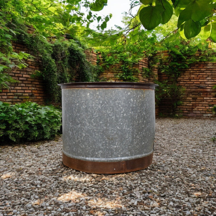 Original Vintage Large Galvanised Metal Planter