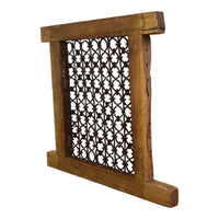 Vintage Wooden Iron Metal Indian Jali Window Frame