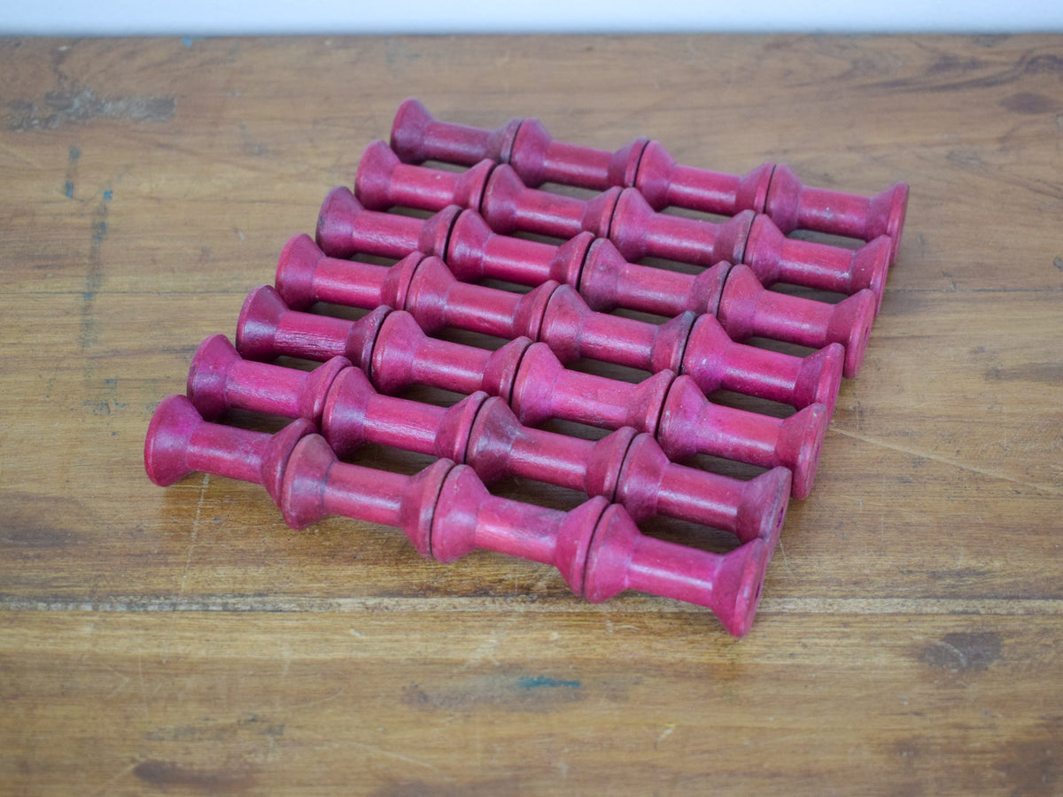 10 x Small Vintage Wooden Bobbin Reels Sewing Display