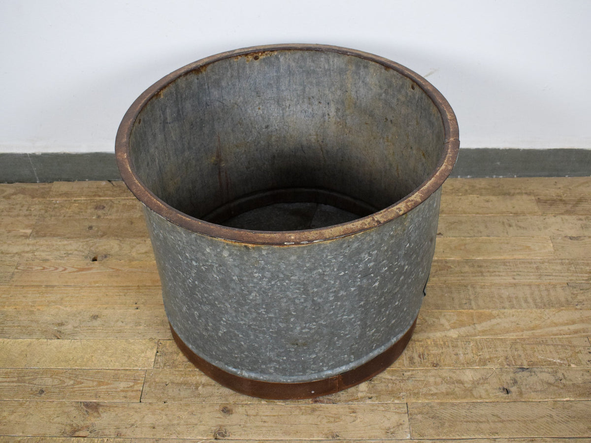 Original Vintage Large Galvanised Metal Planter