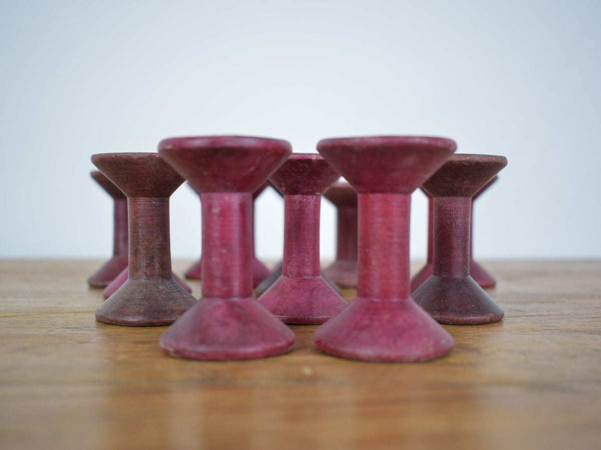 Set of 10 Vintage Wooden Bobbins Bobbin Reels
