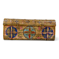 Vintage Indian Hand Painted Metal Travel Trunk Chest Coffee Table