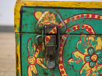 Vintage Indian Hand Painted Metal Travel Trunk Chest