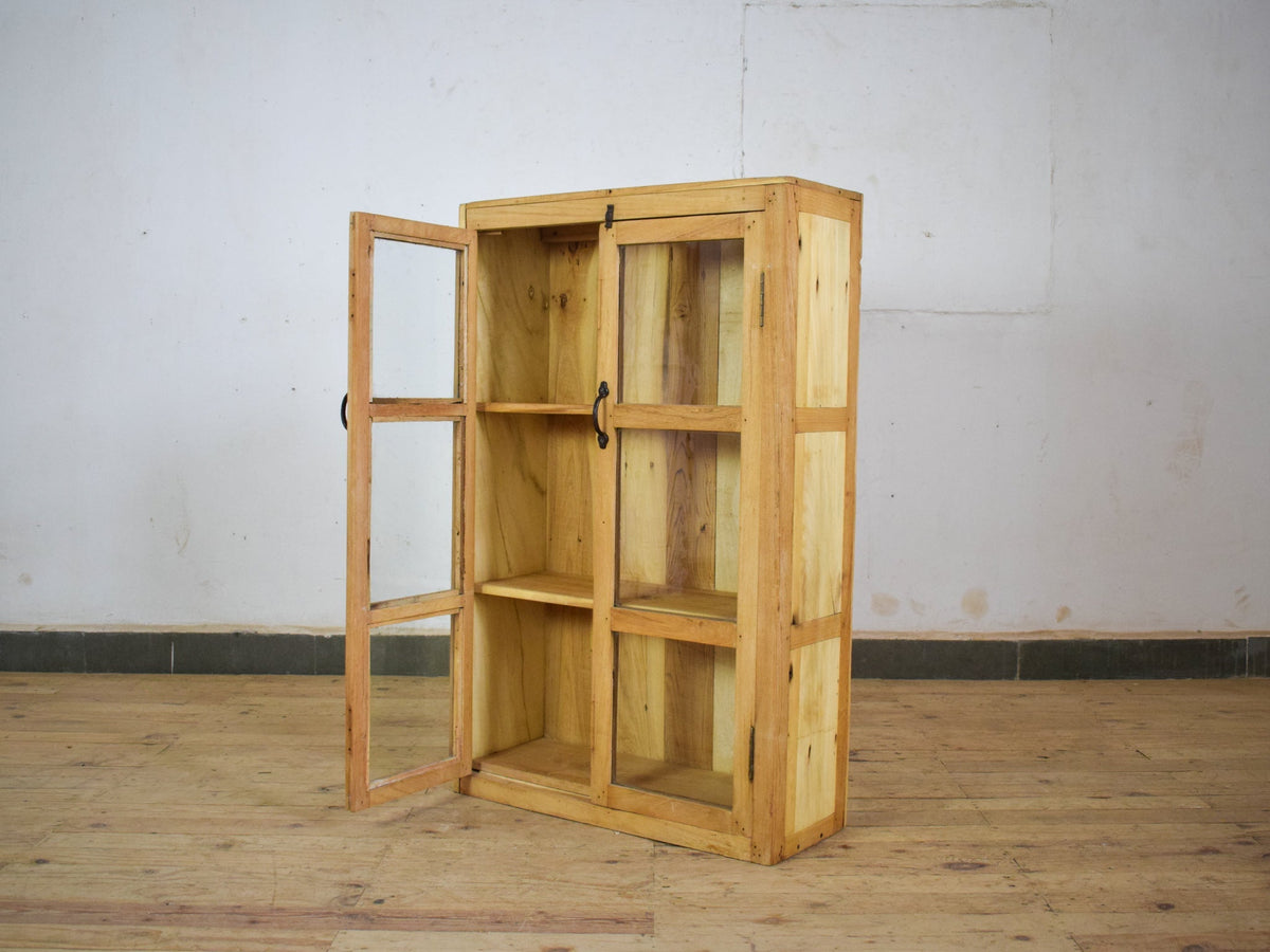 Vintage Rustic Bleached Wood Cupboard Cabinet Storage