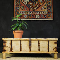 Vintage Rustic Wooden Chest Box Coffee Table