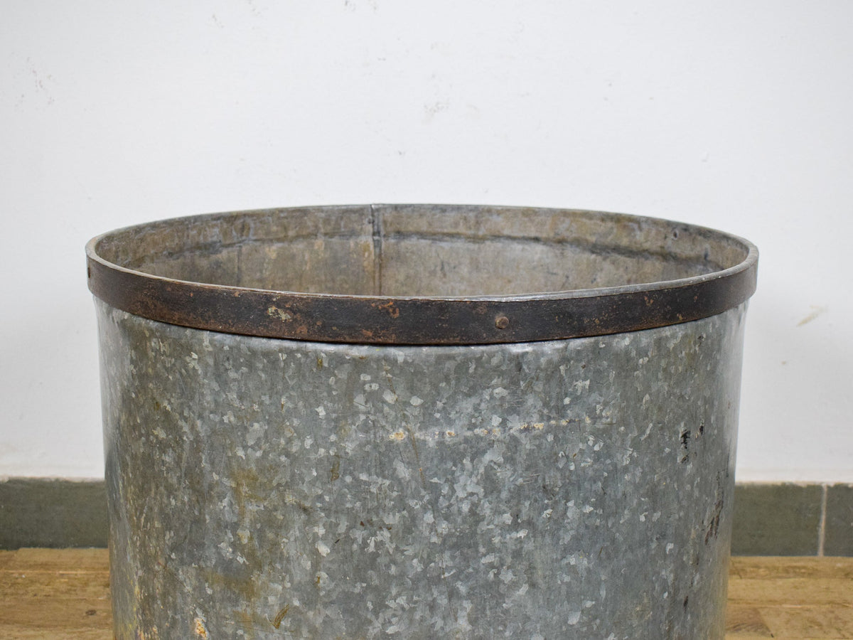 Original Vintage Large Galvanised Metal Planter