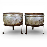 Pair of Vintage Dolly Tub Planets on Iron Stands
