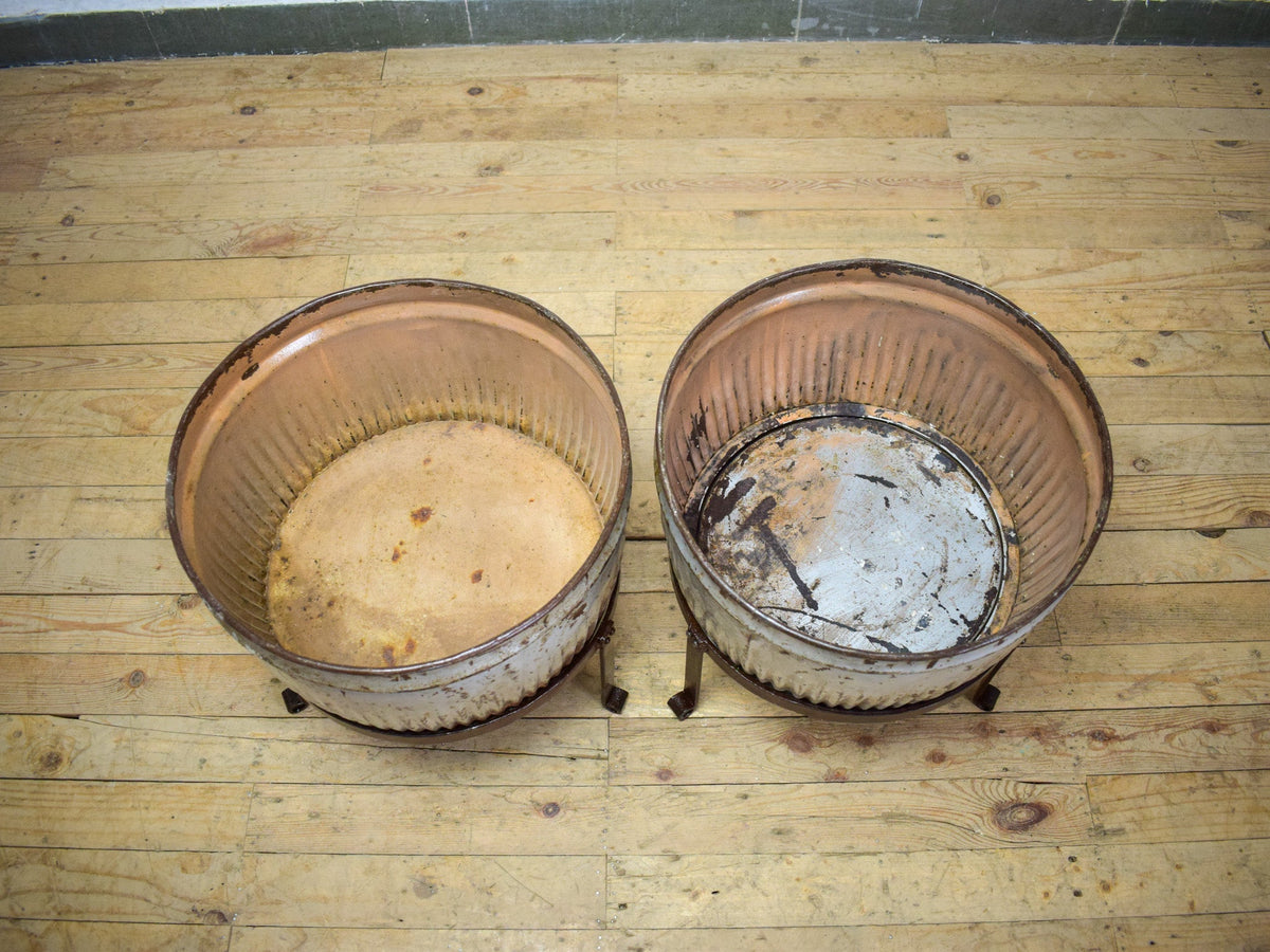 Pair of Vintage Dolly Tub Planets on Iron Stands