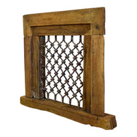 Vintage Wooden Iron Metal Indian Jali Window Frame