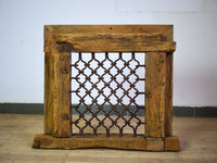 Vintage Wooden Iron Metal Indian Jali Window Frame
