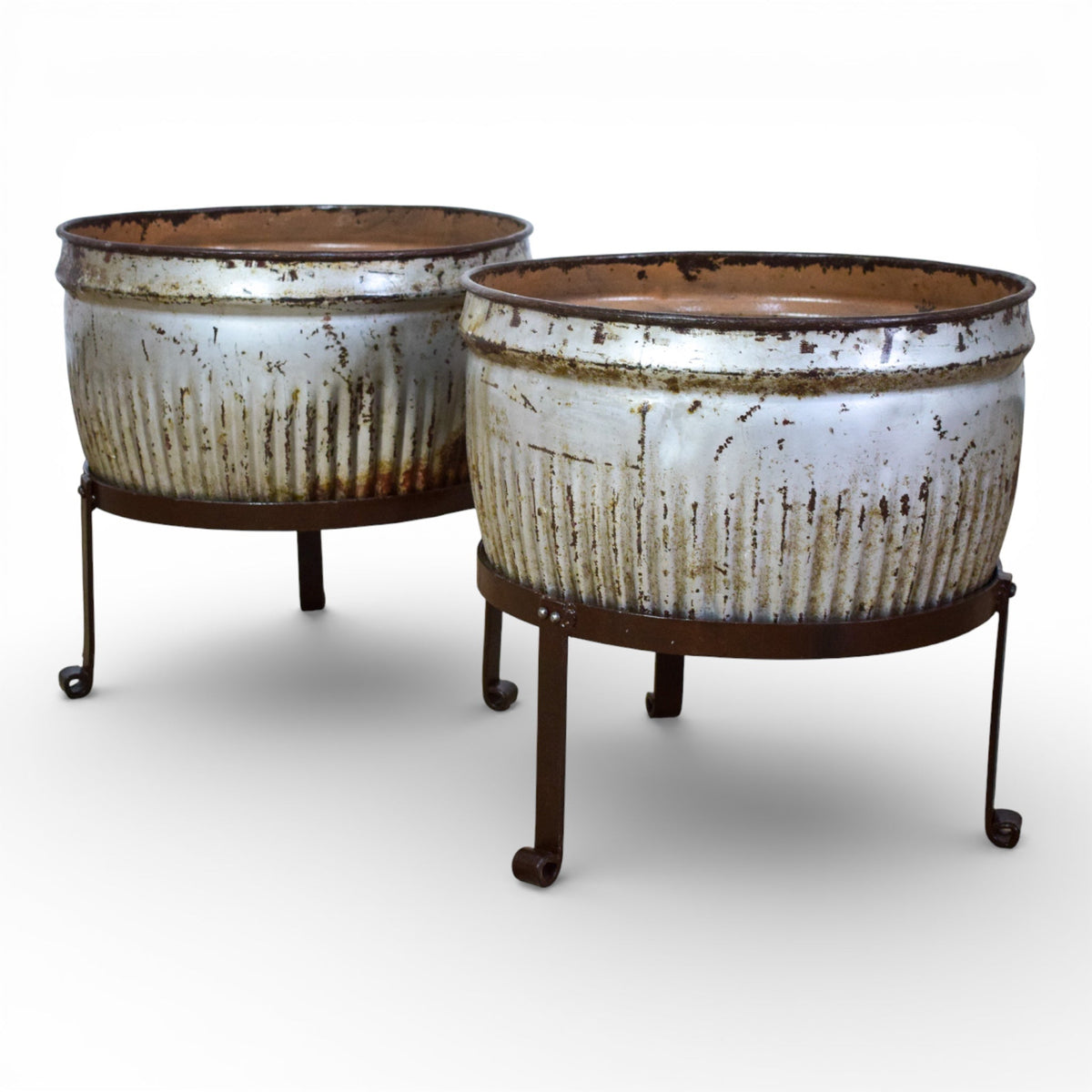 Pair of Vintage Dolly Tub Planets on Iron Stands