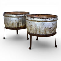 Pair of Vintage Dolly Tub Planets on Iron Stands