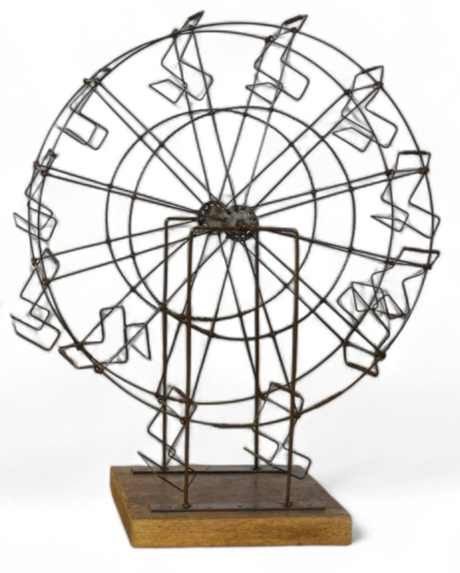 Vintage Style Hand Made Spinning Metal Wire Ferris Wheel Display