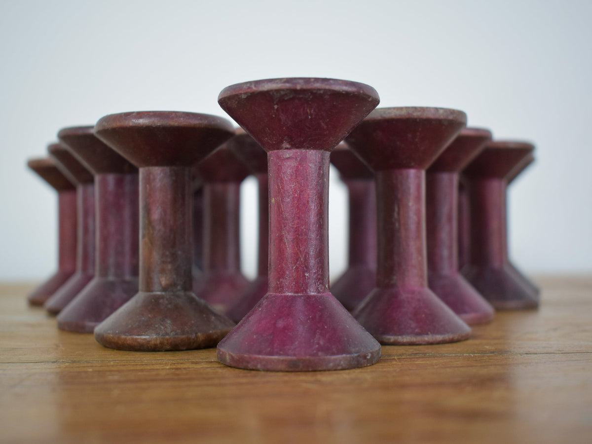 Set of 10 Vintage Wooden Bobbins Bobbin Reels