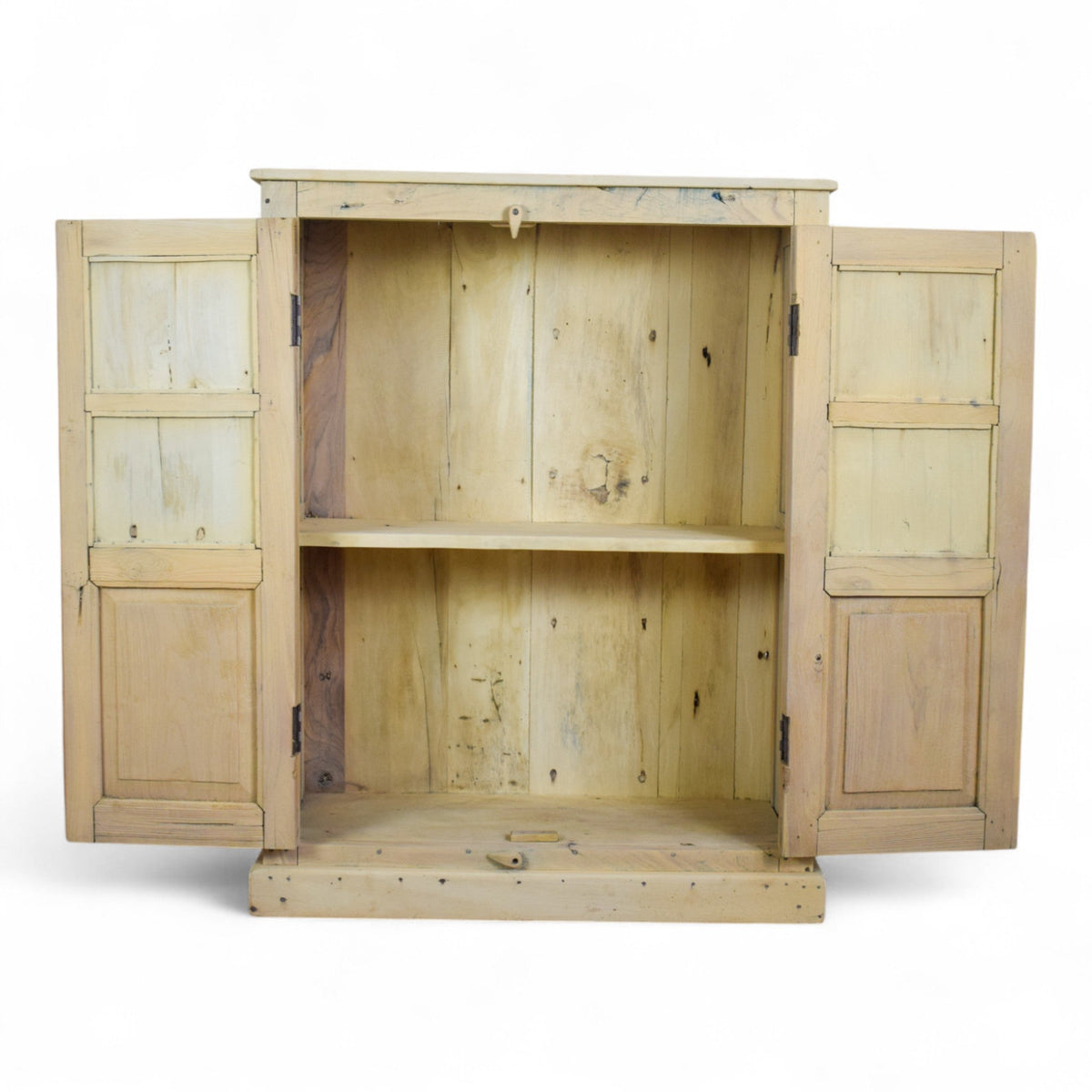 Vintage Rustic Bleached Wood Housekeepers Cupboard Cabinet Storage