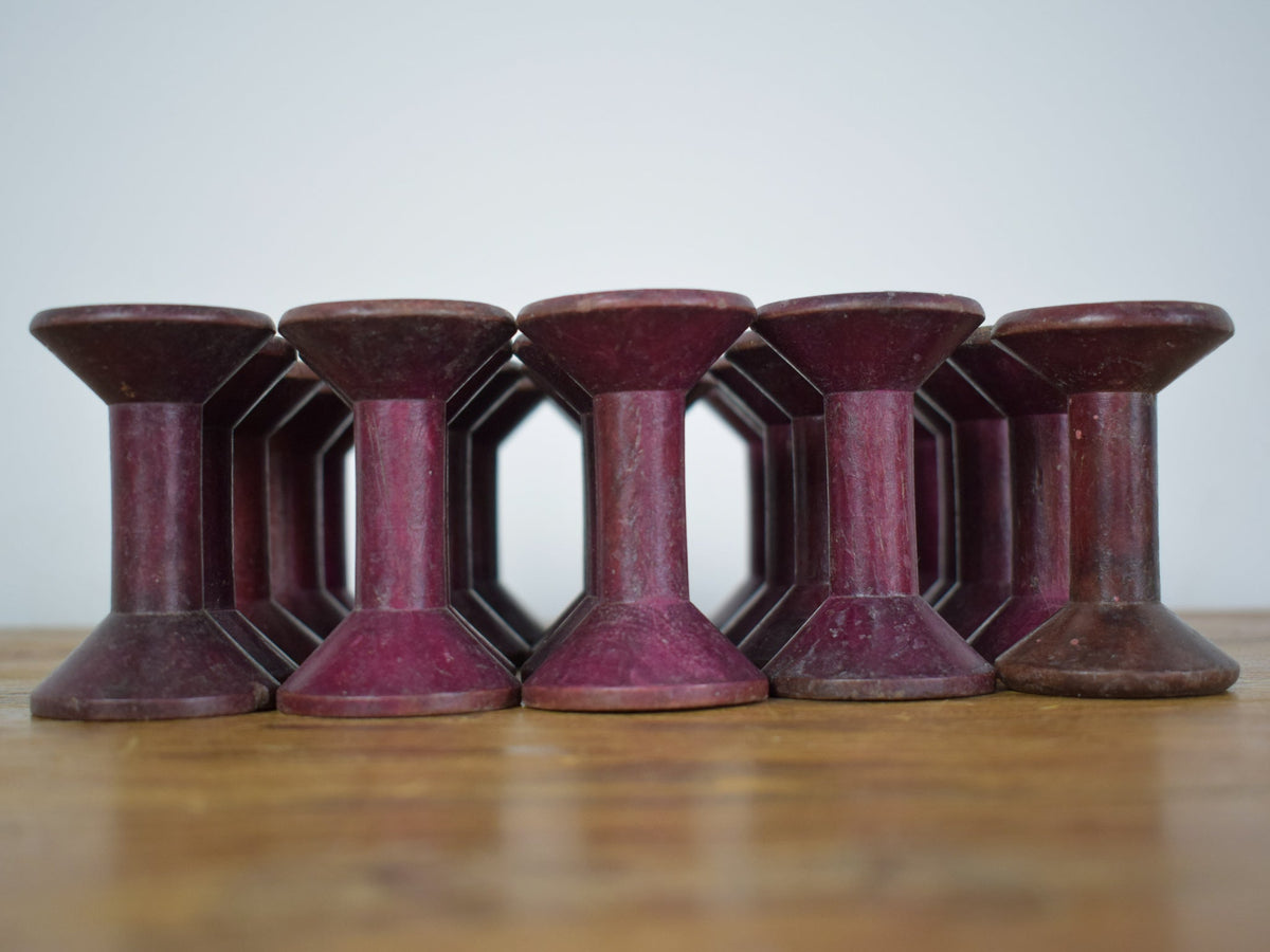 Set of 10 Vintage Wooden Bobbins Bobbin Reels