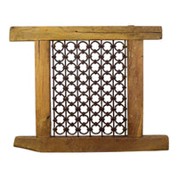 Vintage Wooden Iron Metal Indian Jali Window Frame