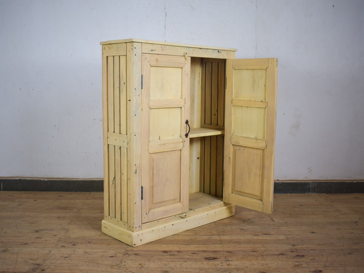 Vintage Rustic Bleached Wood Housekeepers Cupboard Cabinet Storage