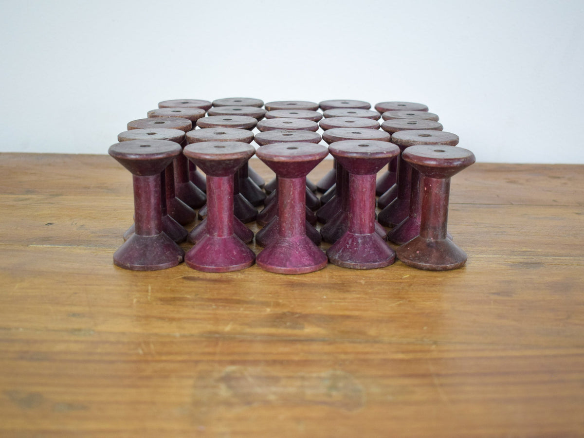Set of 10 Vintage Wooden Bobbins Bobbin Reels